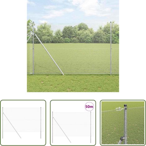 vidaXL Acier résistant - Poteau de clôture. Argenté 50 x 1,5 m (maille 12 x 12 mm) Acier (1/5)