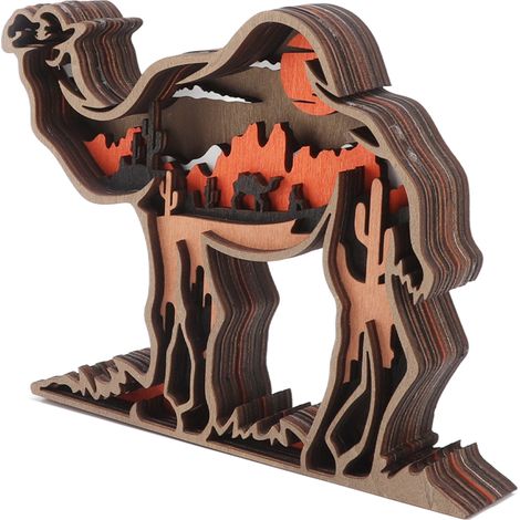 Geschnitzte Kamel-Tischdekoration aus Holz, handgefertigter Tischschmuck aus Holz (1/5)