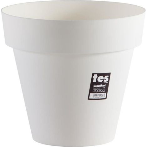 Pot modèle « Tes » Ø26x24cm (7,5 litres) en polypropylène blanc (1/2)
