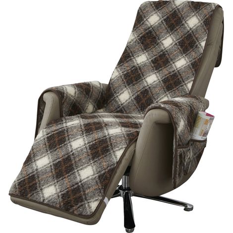 Protège-Fauteuil en Laine Vierge avec accoudoirs et Pieds Longs, Tartan (1/2)