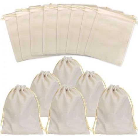 Lot de 20 sachets pour bijoux, sac en velours, velours avec cordon de serrage, sacs en velours mSouple pour bijoux, sacs cadeaux de banquet pour mariage, fête, cadeau 12 x 15 cm (blanc) (1/5)