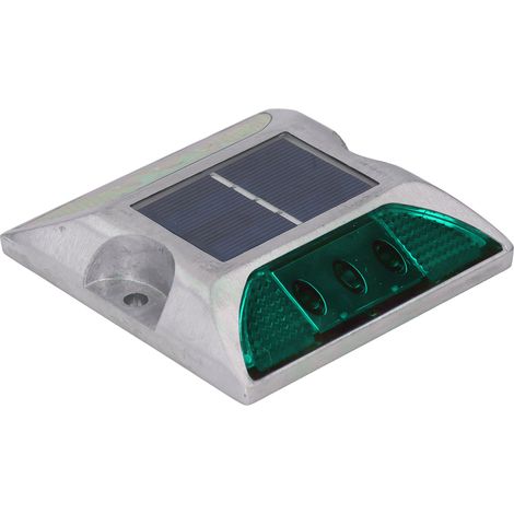 Borne lumineuse solaire en alliage d'aluminium moulé pour allée, marche, trottoir, escalier extérieur, étanche IP68, signalisation routière verte (1/5)