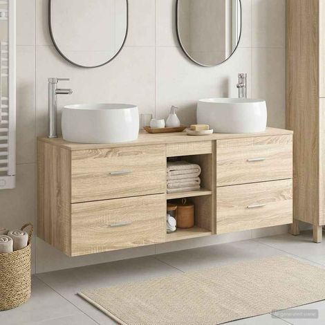 vidaXL Bathroom Furniture Set 3 pcs Sonoma Oak 49.5 x 44.5 x 66 cm (1/5)