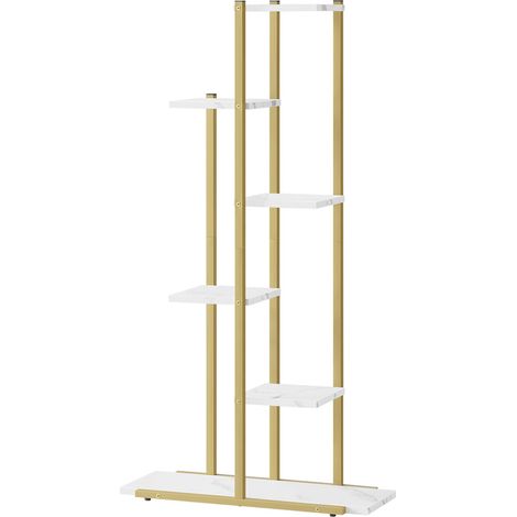 Scaffale Portapiante Moderno a 6 Ripiani Effetto Marmo e Oro (1/5)