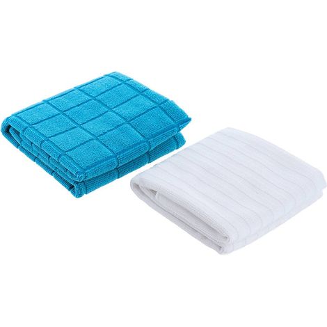 Set de 2 serpilleres microfibre : 1 sol delicat + 1 carrelage - blanc/bleu - Tendance (1/3)