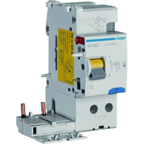 Bloc différentiel 2P 63A 30mA type F - HAGER BDF263 (1/3)