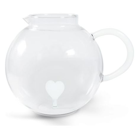WD LifeStyle Brocca Vetro Borosilicato Cc 1,7 Lt Decoro Cuore Bianco (1/2)