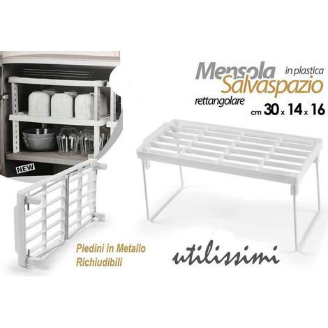 Kaela - Mensola Salvaspazio Organizer Cucina Armadio Cassetti Bianca 30x14x16cm 839184 - (1/3)