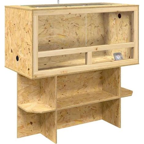 Conteneur en verre brun, dimensions 100 x 50 x 100 cm, panneau OSB.