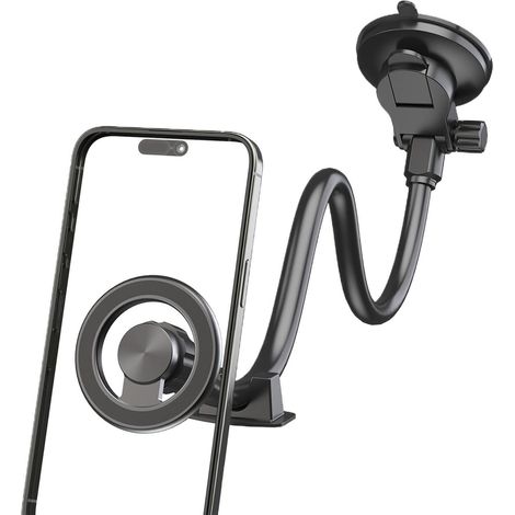 Supporto per cellulare a collo lungo con ventosa regolabile per parabrezza. (1/5)