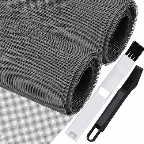 2pcs Moustiquaire Fenêtre Rouleau Fibre Verre sans Percage, 200x200cm (1/5)