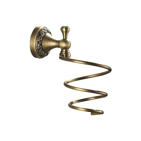 CSPARKV Retro Hair Dryer Holder Bronze Coated Hair Dryer Holder Brass Retro Solid Copper Hair Dryer Holder with Cutout Wall Mount Durable Bathroom Accessory (1/4)
