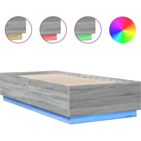 Lit adulte - lit contemporain - Cadre de lit avec LED sonoma gris 100x200 cm fr4295 - Maison La Vie (1/5)