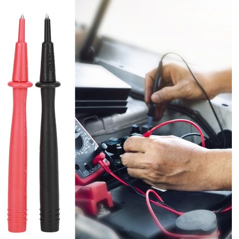 Lot de 2 sondes pour multimètre et voltmètre, embouts en cuivre nickelé, aiguille de 2 mm et prise banane de 4 mm. (1/5)