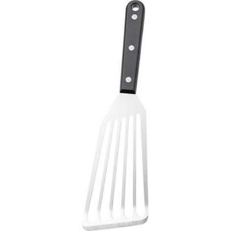 1 spatule à poisson en acier inoxydable, pelle à frire, manche en bois, spatule à steak fendue, spatule en métal polyvalente pour la cuisine (poignée en plastique S)