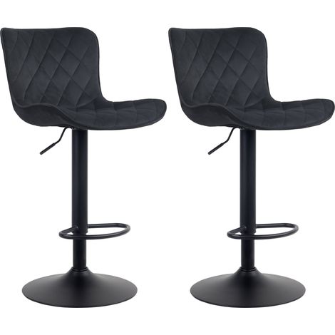 Sgabello Emma Bar Set di 2 nero Velluto