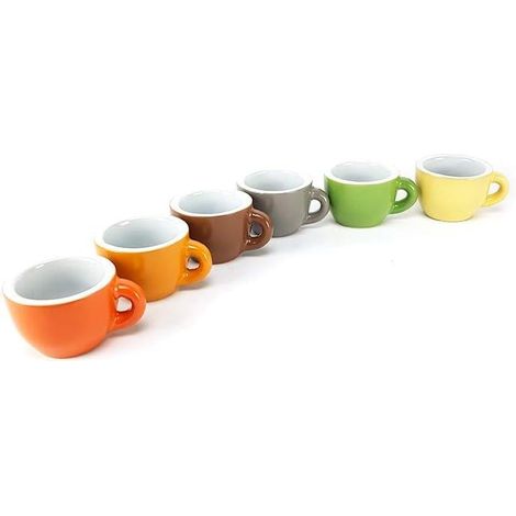 SET 6 TAZZINE CAFFÈ MULTICOLOR IN CERAMICA CON 4 CUCCHIAINI IN ACCIAIO INOX (1/5)
