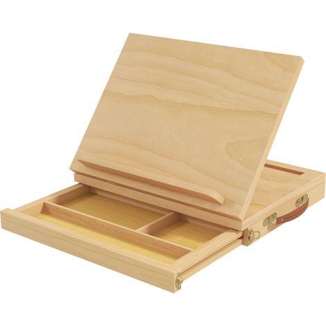 Chevalet en bois massif avec tiroir de rangement pour toiles max 24,5 cm, idéal pour débutants adultes, atelier peinture naturel (1/5)