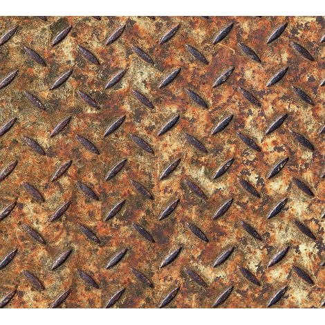 Papier peint moderne pour salon & couloir | Papier peint bande décorative style industriel | Tapisserie trompe l'oeil métal rouillé - 2,50 x 0,35 m (1/2)