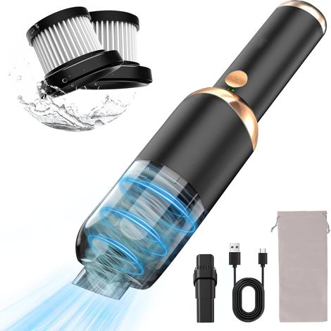 Aspirateur à main puissant, 13 000 Pa, avec charge rapide USB-C, mini aspirateur à main, humide et sec, aspirateur à main multifonction pour voiture, maison, poils d'animaux (1/5)