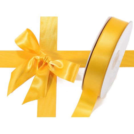 Nastro doppio raso color giallo ocra, mm 25 x 50 m