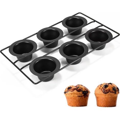 6-Cavity Popover Pan - Deep Non-Stick Carbon Steel Baking Dish for Muffins and Puddings - Kitchen Utensil (1/5)