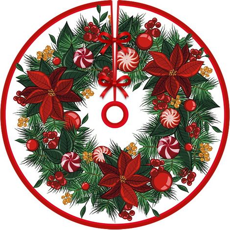 Jupe de sapin de Noël, 2 pièces de tapis de sapin de Noël de 90 cm de diamètre, décoration de sapin de Noël, décoration de la maison (1/5)
