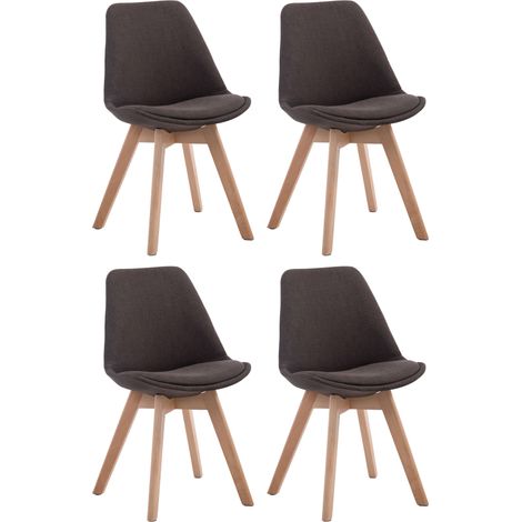 Set di 4 Sedie Visitatore Tessuto Borneo grigio scuro natura