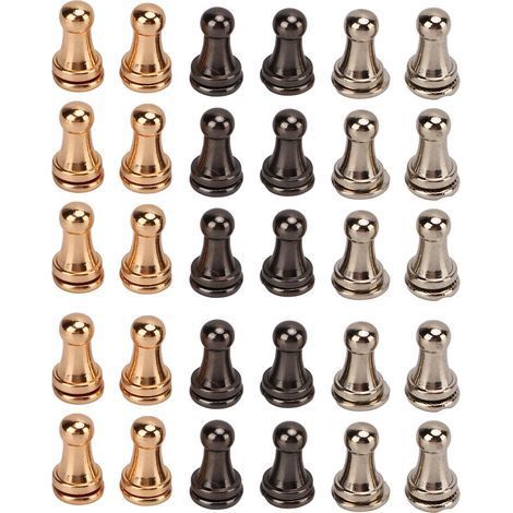 Set mit 30 massiven Messing-Rundkopfnieten, hohe Härte, ausgezeichnete Zähigkeit, Knopfnieten für Ledertaschen und Gürtel (1/5)