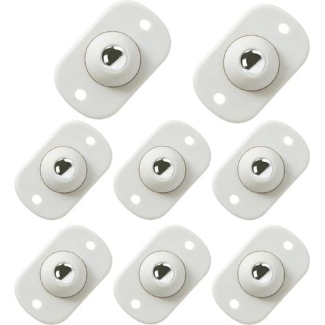 Lot de 8 Roulettes Auto-Adhésives, Roulettes Pivotantes 360 ° à Billes Silencieuses Plates Compactes pour DIY Petits Meubles Appareils Boîtes de Rangement Poubelle Blanc (1/5)