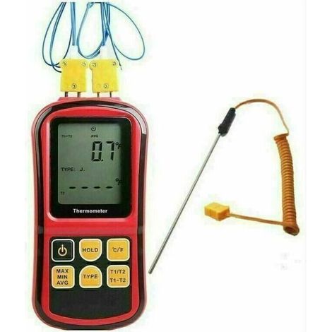 Digitales Thermoelement-Thermometer, Zweikanal-Thermometer-Tester mit Thermoelement-Sonde