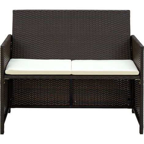 Maison Exclusive - 2-Sitzer-Gartensofa mit Polstern Braun Poly Ra