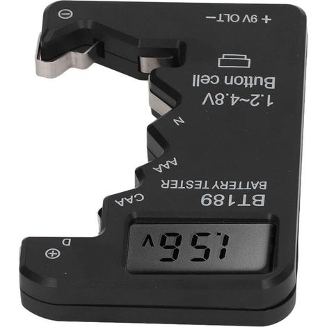 Battery Tester, LCD Digital Display Battery Tester for AA AAA 6F22 9V 1.5V (Black) (1/5)