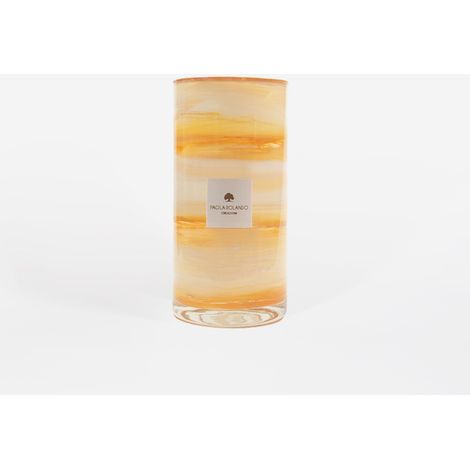 Vaso vetro artigianale lucido decorazione casa bomboniere Marble H 26 - Arancione