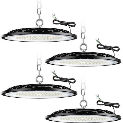 LED High Bay lumière 100W, 15000LM, Projecteur LED Intérieur, Blanc Froid 6000K-6500K, IP65 Étanche Eclairage Atelier, Led Industriel pour Garage/Usine/Atelier/Parkings/Gymnase(100W, 4 Pack) (1/5)