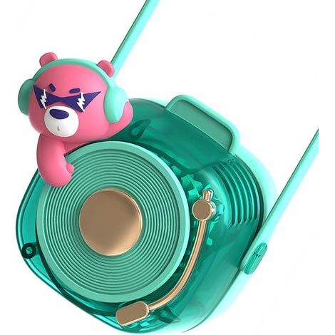 Ventilateur de cou sans pales, rechargeable par USB, 3 vitesses réglables, portable et à suspendre, pour l'extérieur (bleu). (1/5)