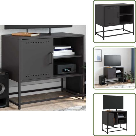 Meuble TV noir 68x39x60,5 cm acier - Meubles Tv - Meuble Tv Industriel - Meuble Tv Noir - Meuble Tv Acier - Rangement Tv
