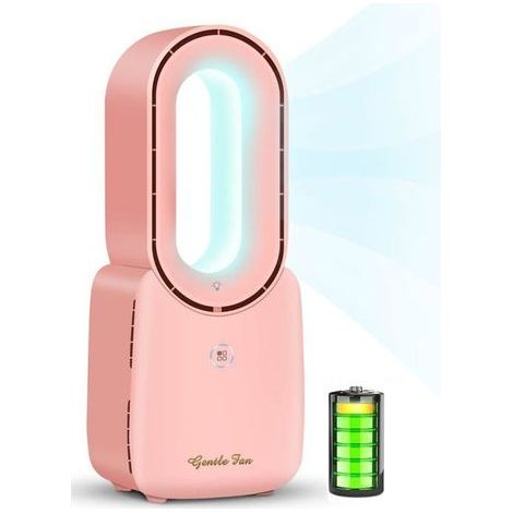 Ventilateur de bureau, ventilateur portable sans pales, 4 vitesses de vent et 5 lumières LED, ventilateur de bureau de 11,8 pouces, (1/5)