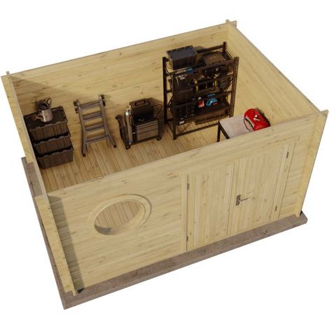 Alpholz Gartenhaus Maria-Rondo 44 B Gartenhaus aus Holz in Grau, Holzhaus mit 44 mm Wandstärke, Blockbohlenhaus mit Montagematerial