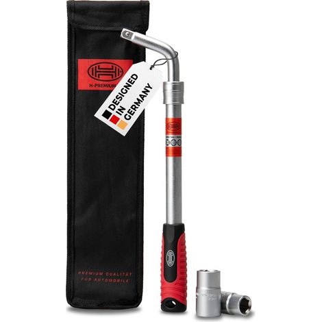 HEYNER® Radmutternschlüssel Teleskop 35–53 cm, Multi-Size 17/19 & 21/23 mm, Chrom-Vanadium, 50 % mehr Hebelkraft, mit Rastfunktion & Tasche, für PKW & SUV
