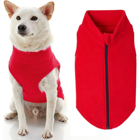 Pull en Polaire à Fermeture éclair pour Chien - Rouge, XXXL - Pull Chaud en Polaire sans Laisse - Pull d'hiver pour Petit Chien - Vêtements pour Chiens de Petite Taille et de Taille Moyenne (1/5)