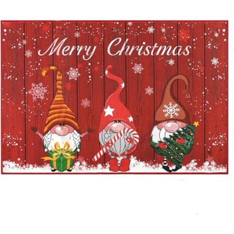Tapis de Noël antidérapant 50 x 80 cm, tapis d'entrée et de porche pour intérieur et extérieur, décoration festive d'hiver avec motif de Noël (1/5)