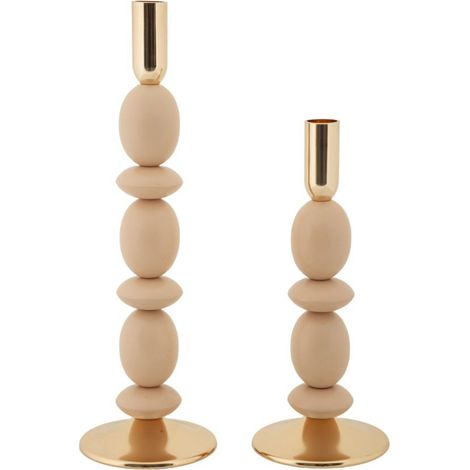 Portacandele Shuttle Rosa e Oro set 2 pezzi Ø10x25 e Ø10x33,5 cm