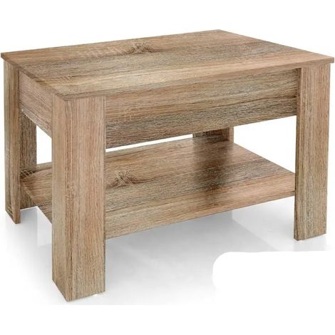 Klapptisch 80 x 50 x 50 cm in Eiche mit Stauraum und modernem Design