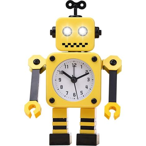 Roboterwecker, geräuschloser Wecker aus Edelstahl mit Blinklicht (1/5)