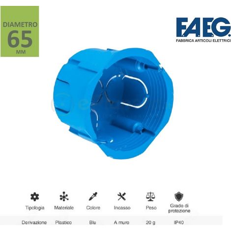 Scatola cassetta  65mm tonda rotonda da incasso muro di derivazione
