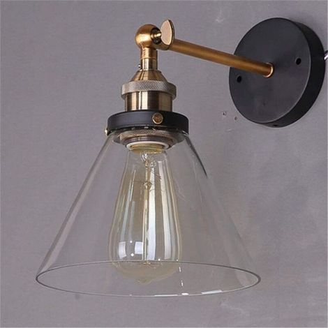 Applique industriale vintage in vetro e ottone – Attacco E27 per cucina, soggiorno, camera da letto – Dimensioni 18,5x23 cm (1/4)