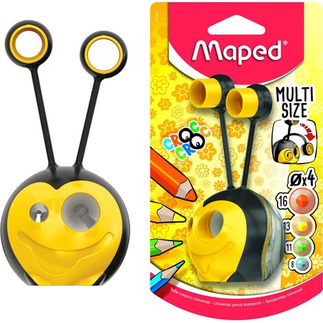 Maped Croc Universal 2-Loch-Anspitzer + 2 Bienenkappen 017810 (1/5)