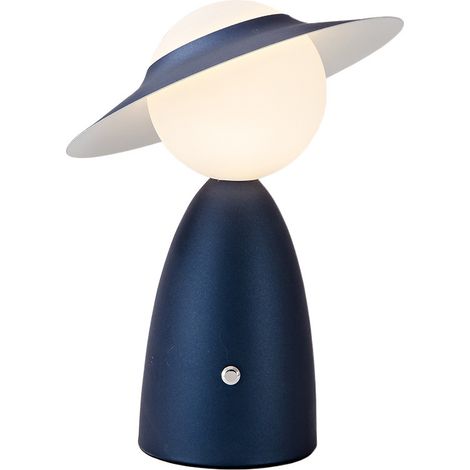 Lampada da scrivania a LED wireless in metallo con sensore touch, 3 colori, dimmerabile, alimentata a batteria, luce notturna per cameretta, asilo nido, ufficio, bar (blu) (1/5)