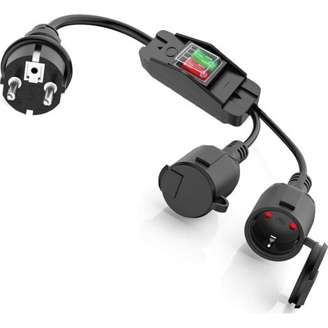 1 câble d’extension 2 prises, IP44 étanche, interrupteur individuel, 3680 W, 250 V / 16 A, usage intérieur et extérieur (1/5)